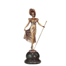 Femme Art Collection Bronze Sculpture Sceptre Lady Décor En Laiton Statue TPE-691